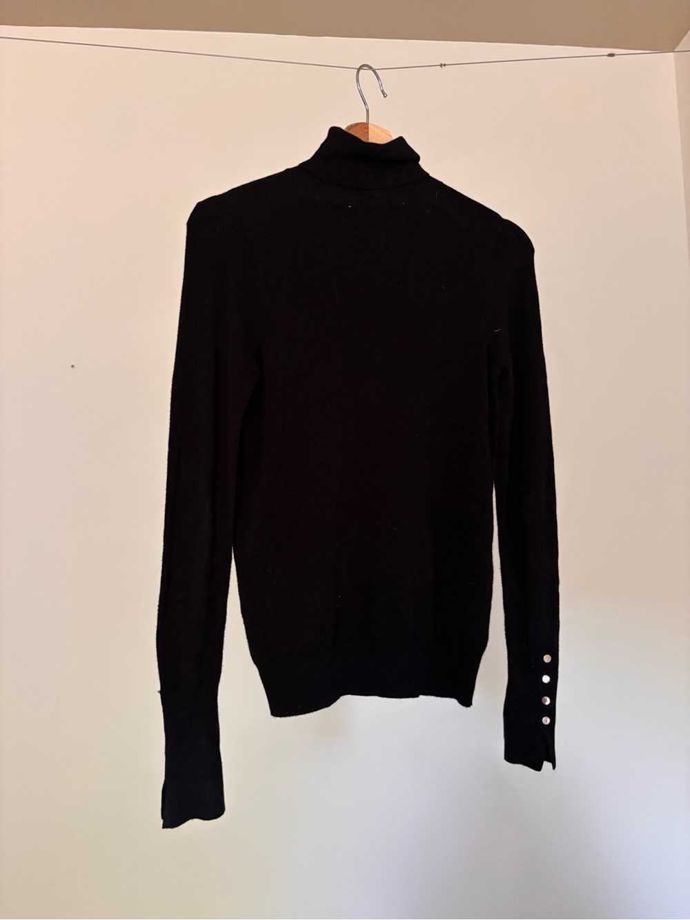 Zara Black Turtleneck Sweater with Button Cuff - Women